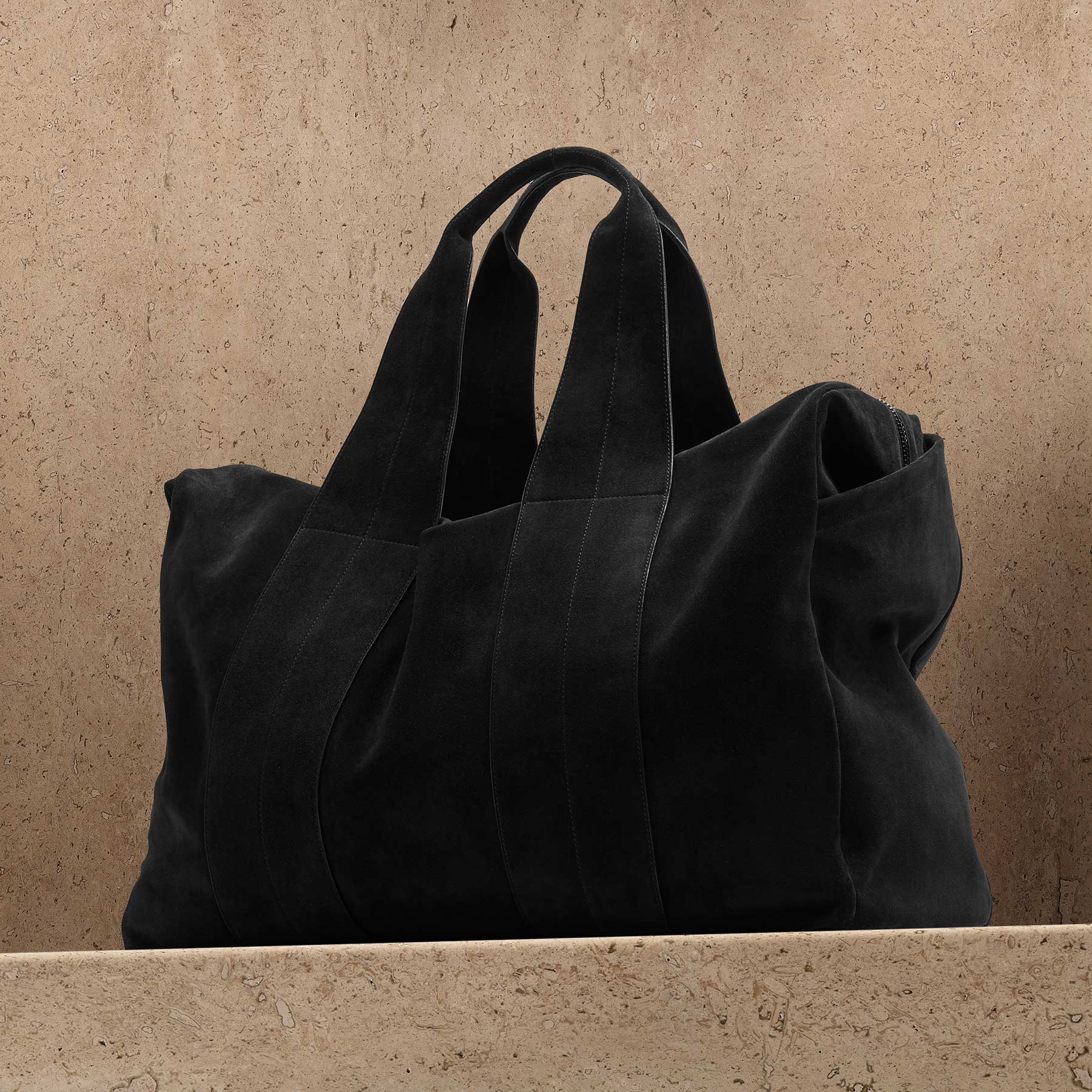 Suede Tote Bag - Black | James Perse Los Angeles