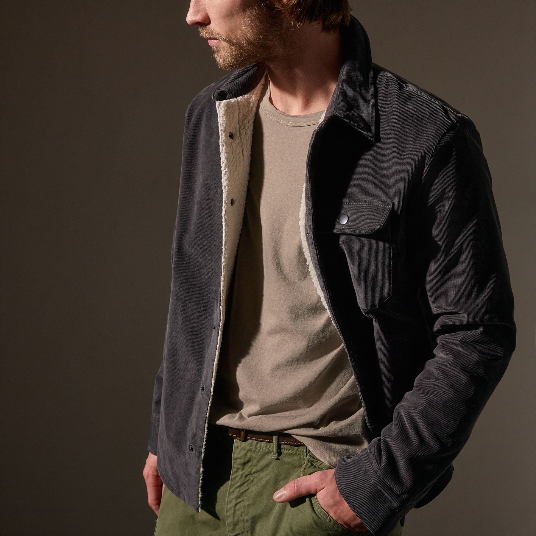 Corduroy Sherpa Jacket - Magma | James Perse Los Angeles