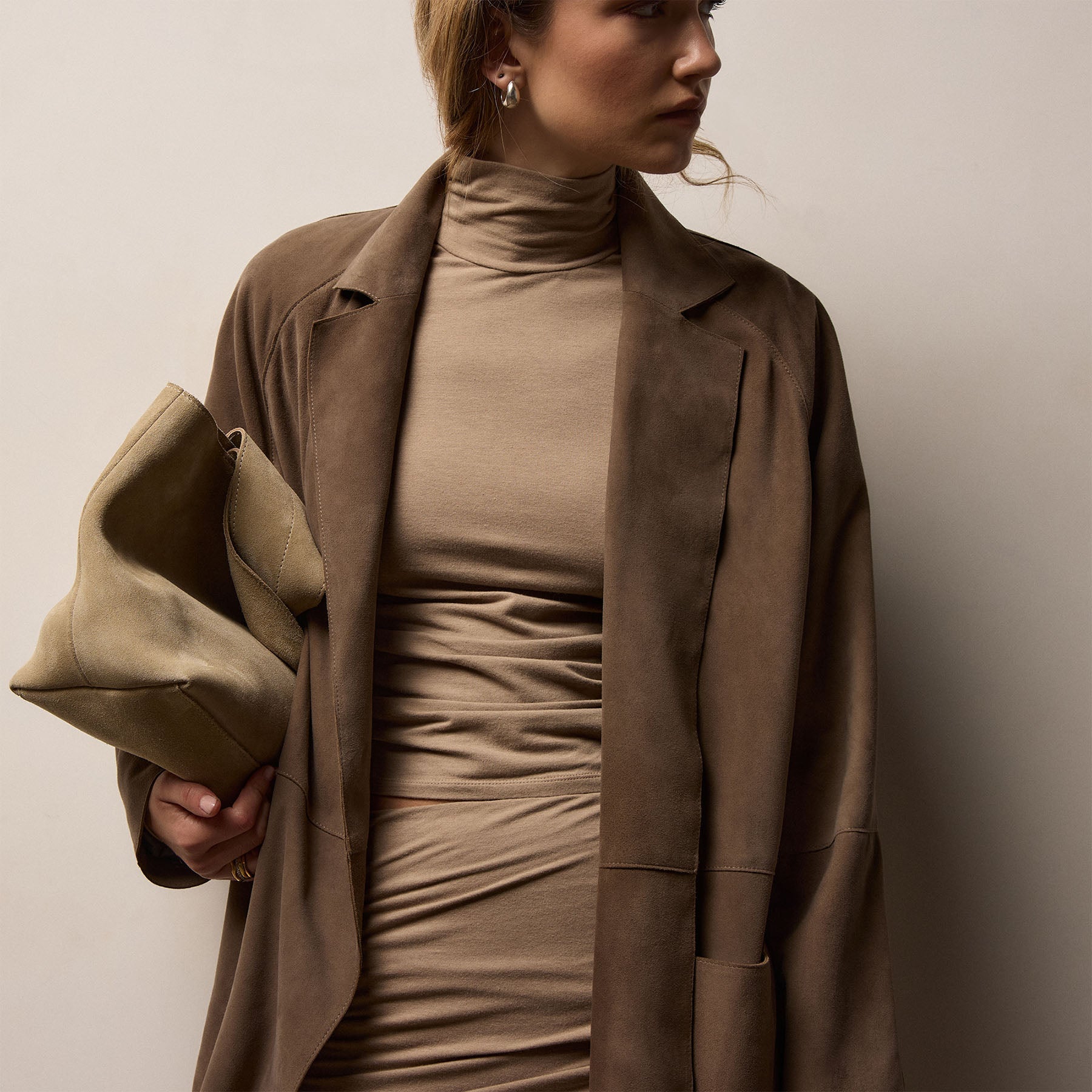 Melange Jersey Turtleneck - Coffee | James Perse Los Angeles