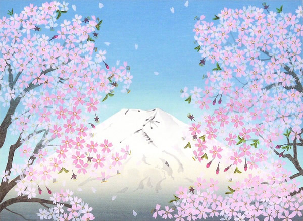 Fuji in Spring, woodcut by Chinami NAKAJIMA - Japanese Painting