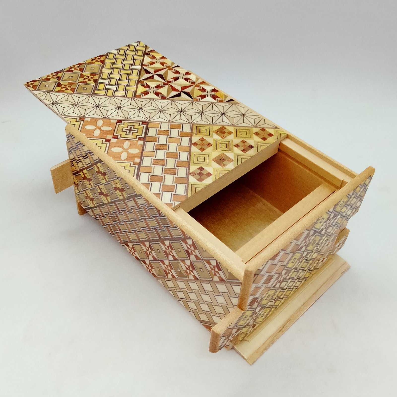 27 steps Yosegi 5 sun Japanese puzzle box Himitsu-bako - OKA CRAFT