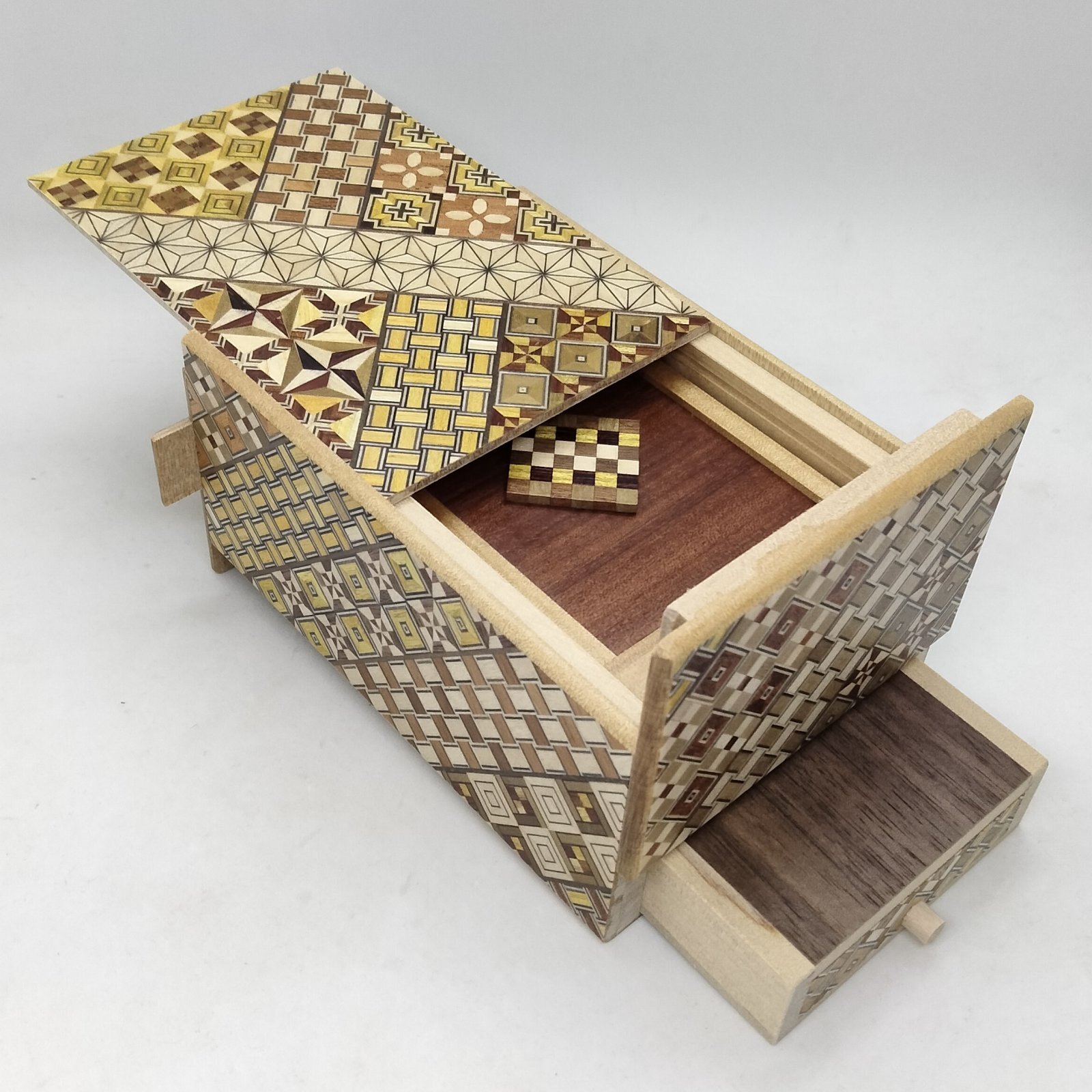 Drawer 10 steps Nested-box yosegi 5 sun Japanese puzzle box
