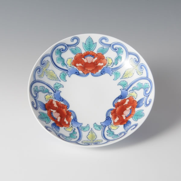 Japan Pottery Net / 色鍋島蟹牡丹文五寸高台皿