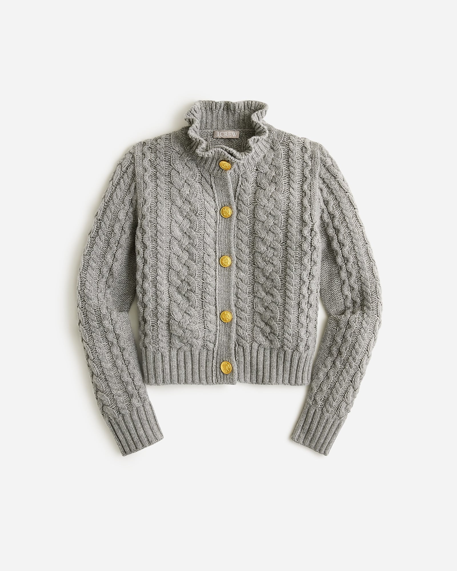 Cable-knit Ruffleneck Cardigan Sweater For Women | J.Crew