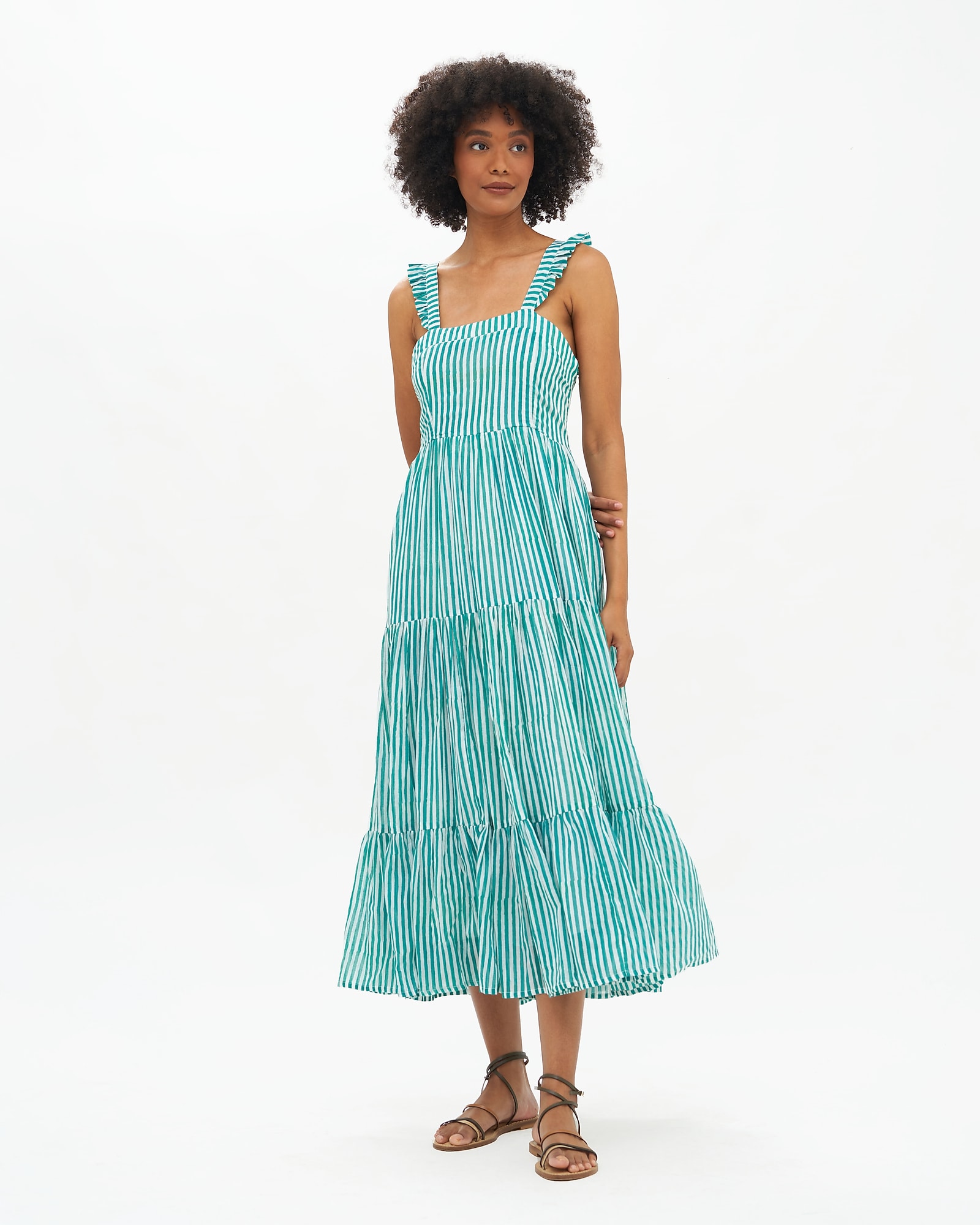 OLIPHANT™ Ruffle Cross-back Midi Dress For Women