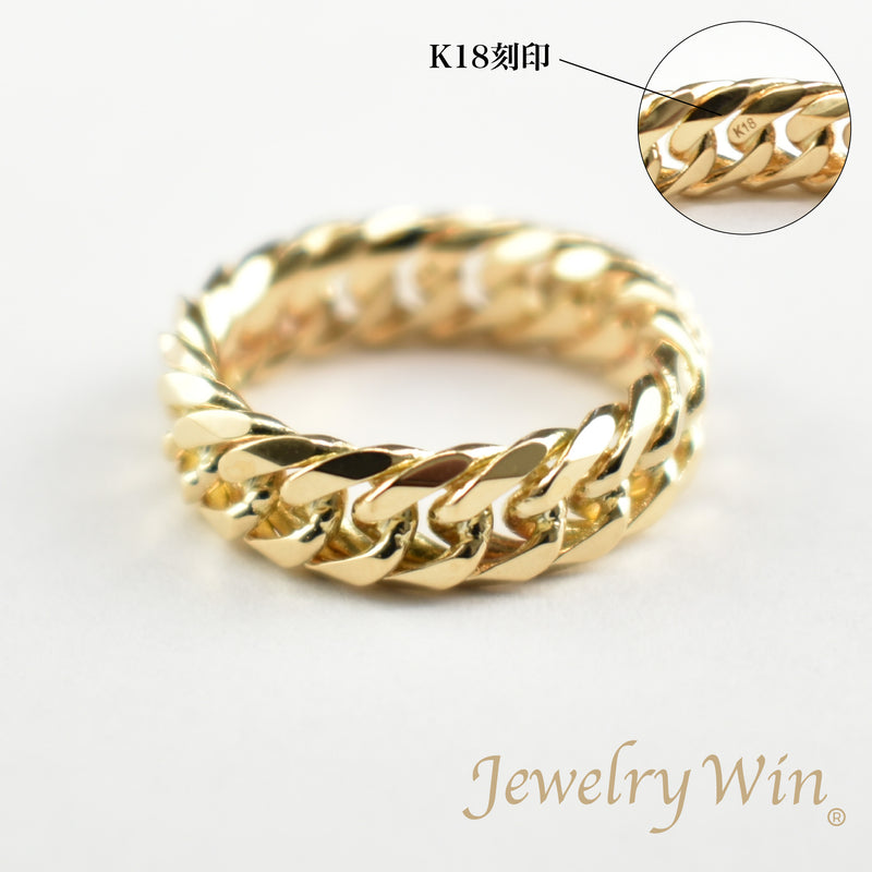 リング 喜平リング K18 幅5.5mm ダブル6面カット ハードタイプ