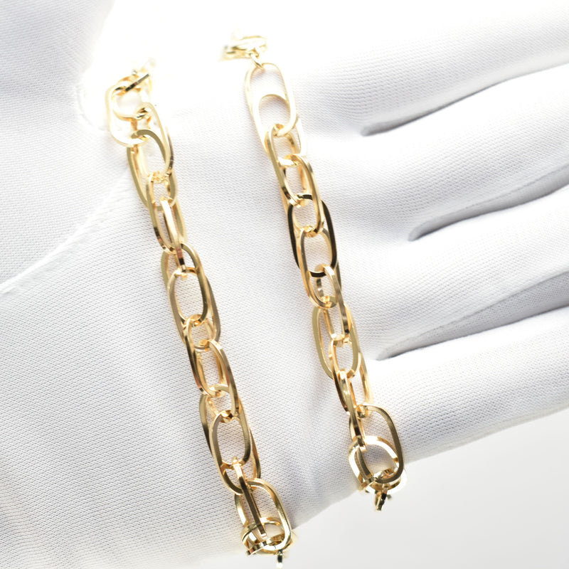 ダブルチェーン 大 ネックレス K18 幅7.8mm 1.0角線 50cm