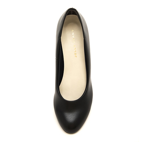 ラウンドトゥプレーン<ふわさら>痛くないパンプス(25.5cm ブラック