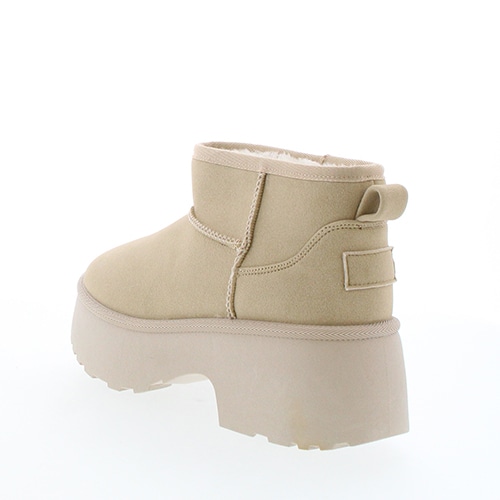 厚底チャンキーヒールムートンブーツ(S ベージュ): ブーツ | ジェリー