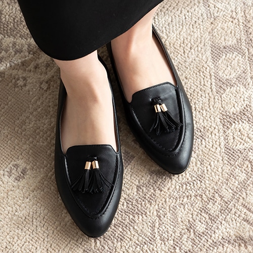 タッセルローファーフラットパンプス<ふわさら>＜痛くない!＞(25.5cm