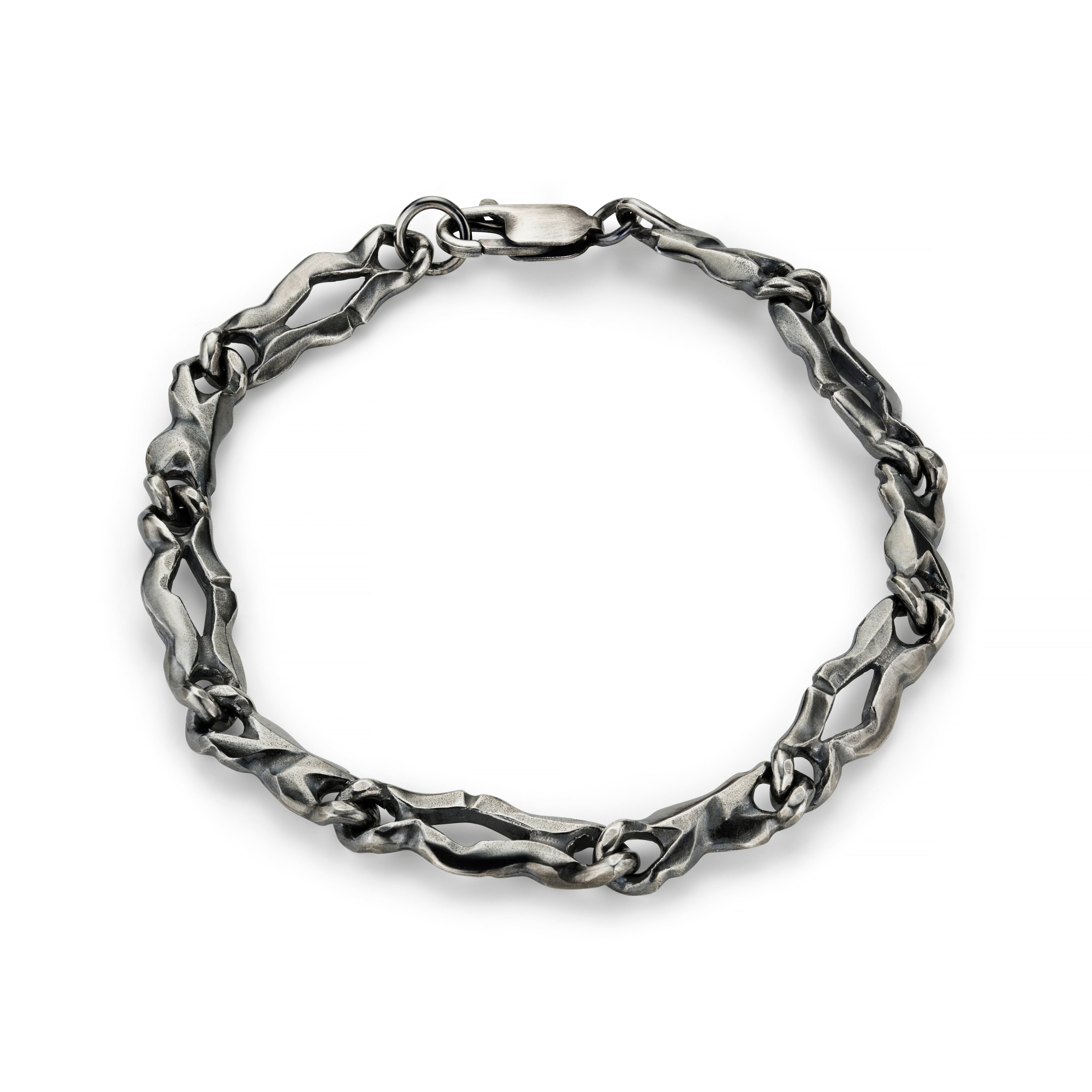 Carved Silver Long Link Bracelet | Jeremy Hoye Jewellery