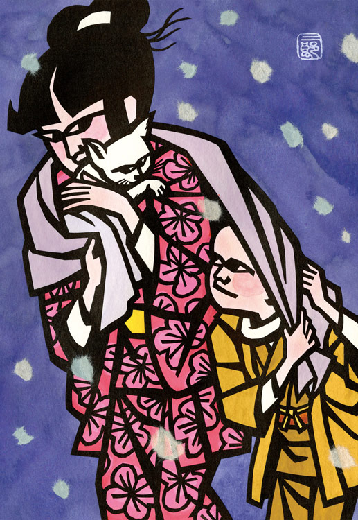 CUT-300-153 滝平二郎 「子ねこ」－滝平二郎 きりえコレクション－ 300