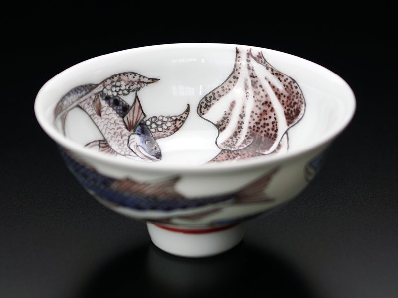 有田焼】ぐい呑み 色絵烏賊図 - JTOPIA