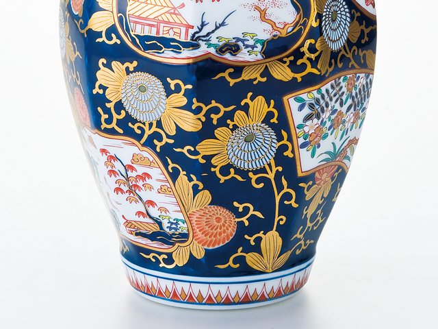 有田焼】蓋付壺 染錦金彩琳派図