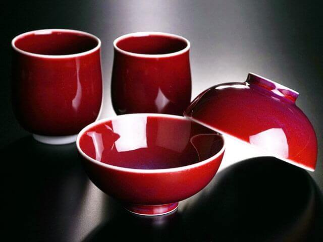 2433 有田焼 紫辰砂 鉢 有田焼 紫辰砂天目湯呑み（大）と（小）のペア