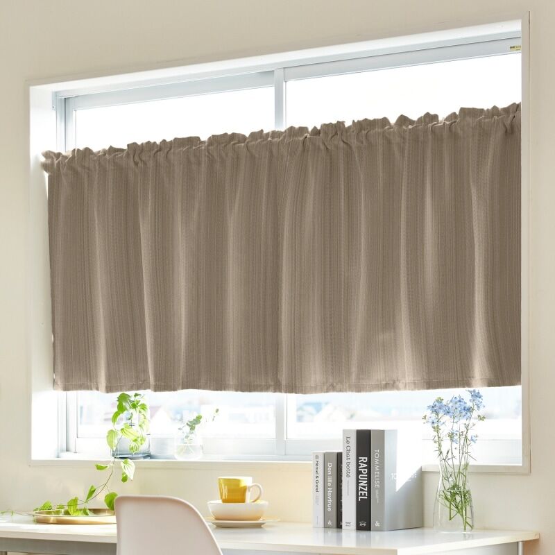 ランダム カフェカーテン JE-94028 ブラウン ｜ジャストカーテン