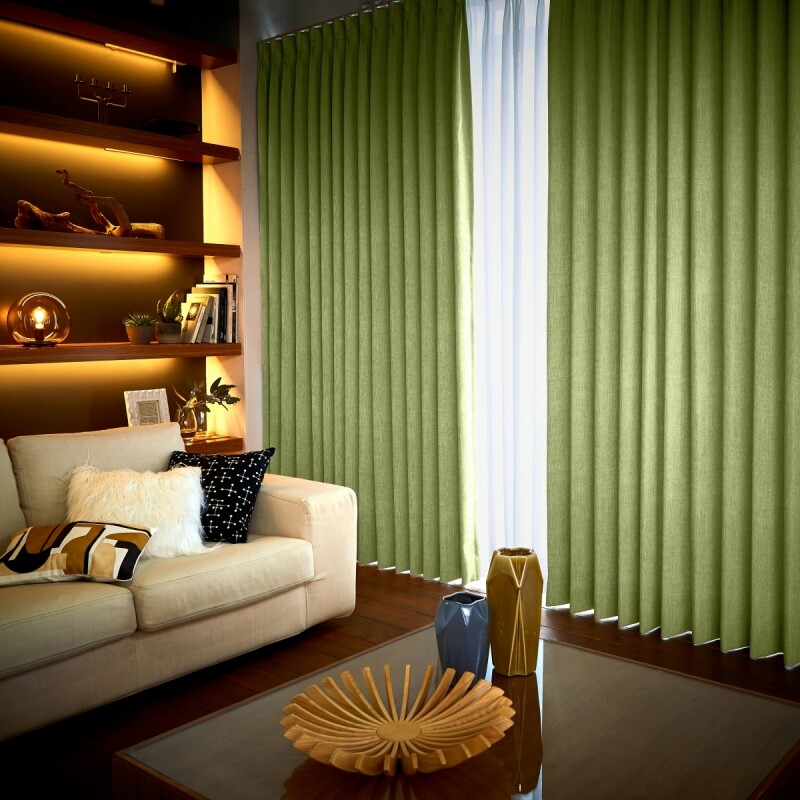 レヴィ カーテン JE-98068 イエローグリーン ｜ジャストカーテン