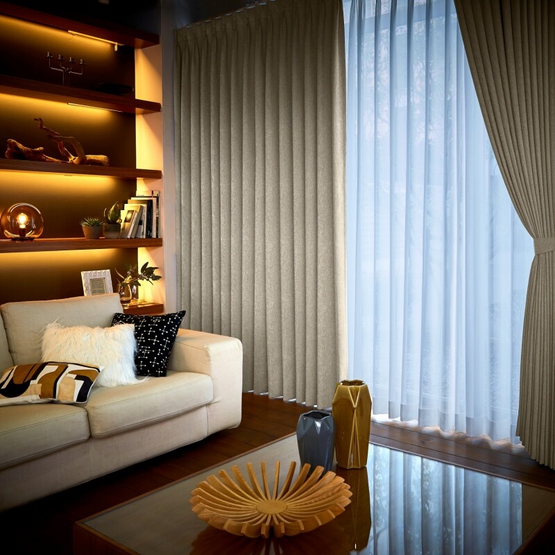 静 カーテン JF-94045R ベージュ ｜ジャストカーテン