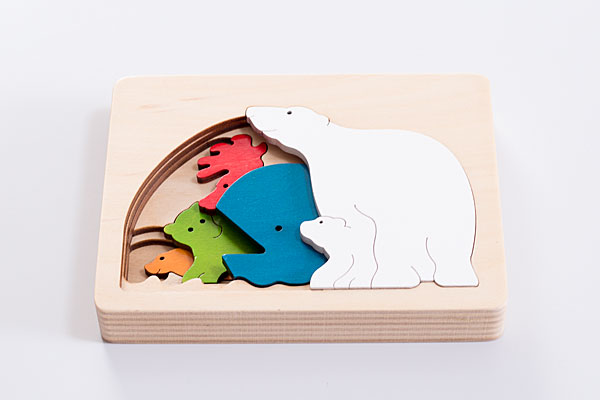 幼児用パズル ピープパズル きりん・しろくま｜木のおもちゃ おもちゃ