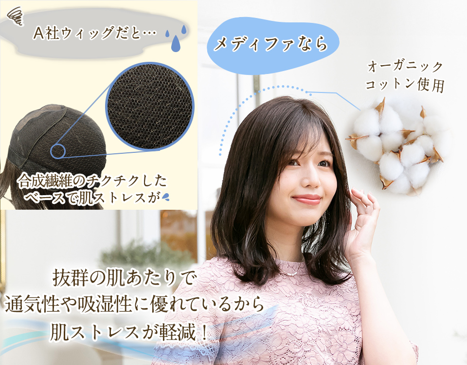 オーガニックコットンウィッグ：メディファ® · 医療用ウィッグ専門店の