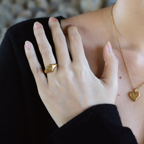 一部予約】ハートシグネットリング GD