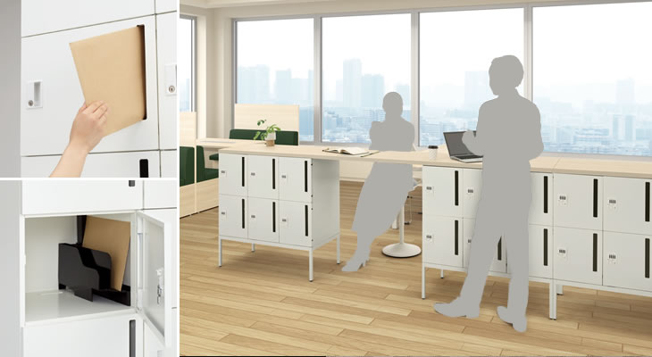 4Z426R-ZA75 オカムラ モバイルロッカー 2列4段8人用 可動棚大容量 扉