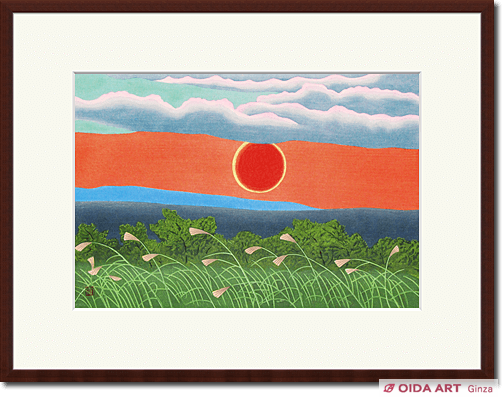 小野竹喬 奥の細道句抄絵より あかあかと日は雑面もあきの風 | 絵画