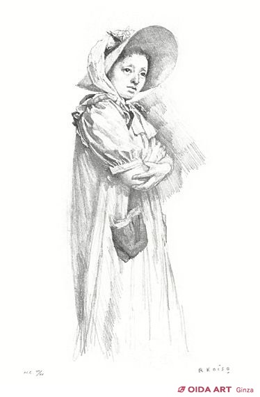 小磯良平 若い女たち “帽子の女” | 絵画など美術品の販売と買取 | 東京