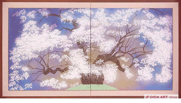 中島千波 醍醐桜（屏風） | 絵画など美術品の販売と買取 | 東京・銀座
