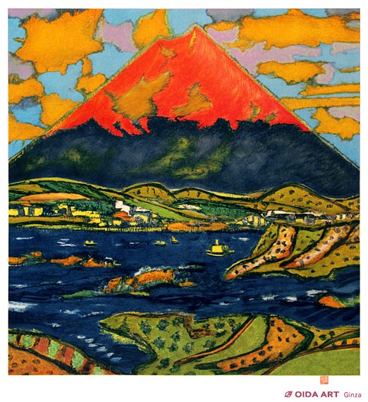 田崎広助 朱富士 | 絵画など美術品の販売と買取 | 東京・銀座 おいだ美術