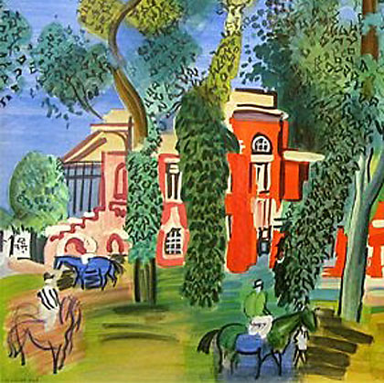 デュフィ ドーヴィル(ドービル)競馬場のパドック（ソルリエ版） | 絵画