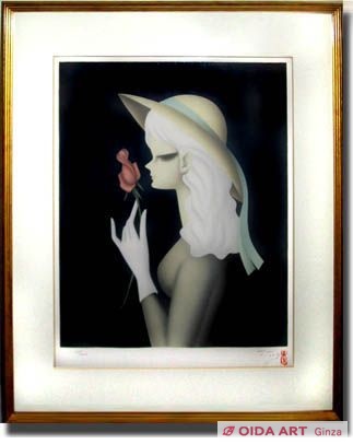 東郷青児 バラ一輪 | 絵画など美術品の販売と買取 | 東京・銀座 おいだ美術