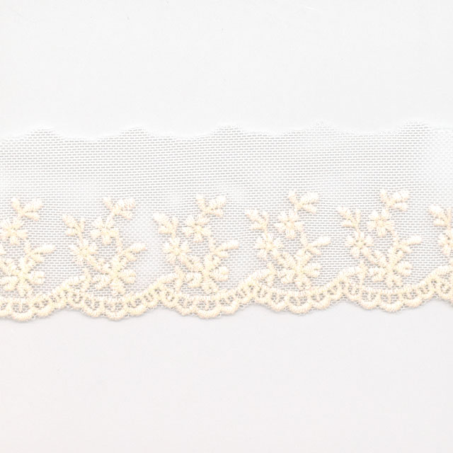 綿刺しゅうチュールレース フラワー（67501） 0.生成 オカダヤ(okadaya