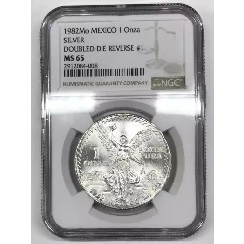 1982-Mo Mexico 1 oz Silver Libertad Onza NGC MS-65 DOUBLED DIE