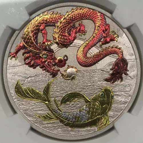 2023 1 oz Silver NGC MS-70 Australia Red Dragon & Golden Koi