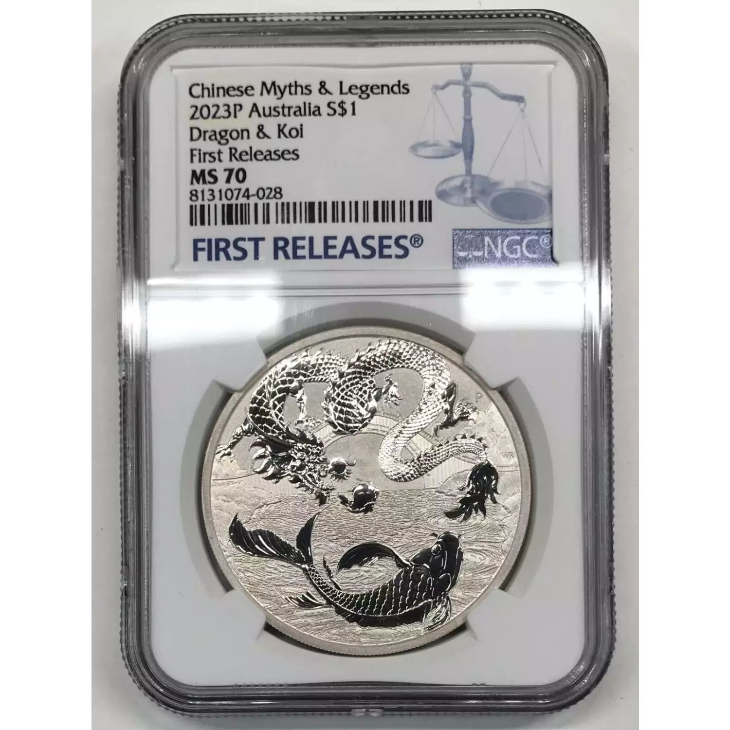 2023 1 oz Silver NGC MS-70 Australia Dragon & Koi Chinese Myths