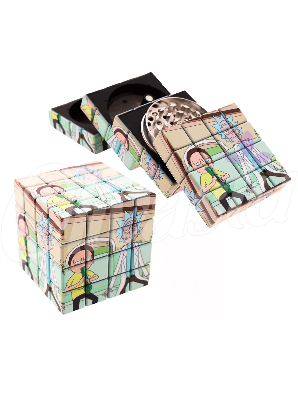 Square Cube Rick & Morty 4 Part 45mm Grinder - Metal Grinders
