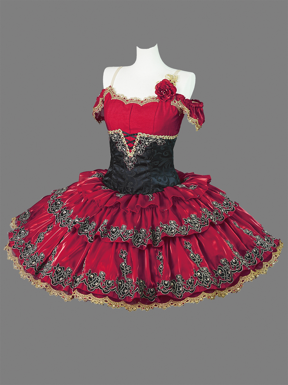 バレエ衣装 黒とピンク 星形刺繍 バレエ衣装 黒とピンク 星形刺繍