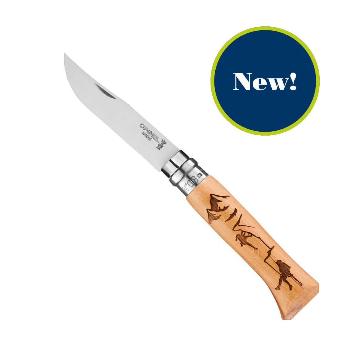 No.08 Engraved Handle Folding Knife - Alpine Adventures - OPINEL USA