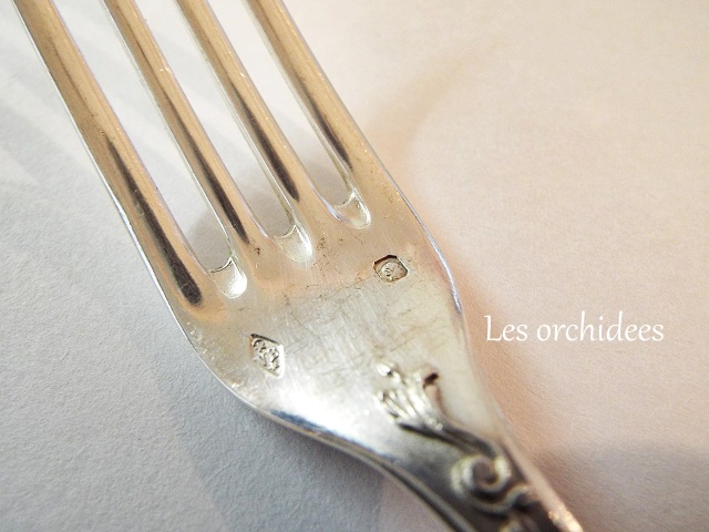 フランス アンティーク 純銀 デザート/アントルメ フォーク＆スプーン