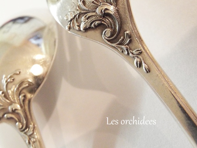 フランス アンティーク 純銀 デザート/アントルメ フォーク＆スプーン