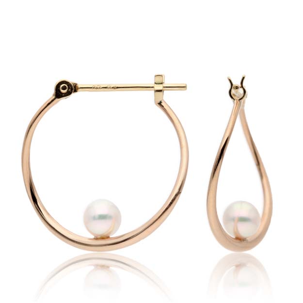 K18/Pt「アコヤパール パメラ フープ」ピアス｜【オレフィーチェ】Orefice