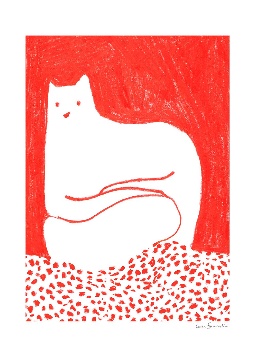 アートポスター CINZIA FRANCESCHINI／Cat in Red（30cm×40cm