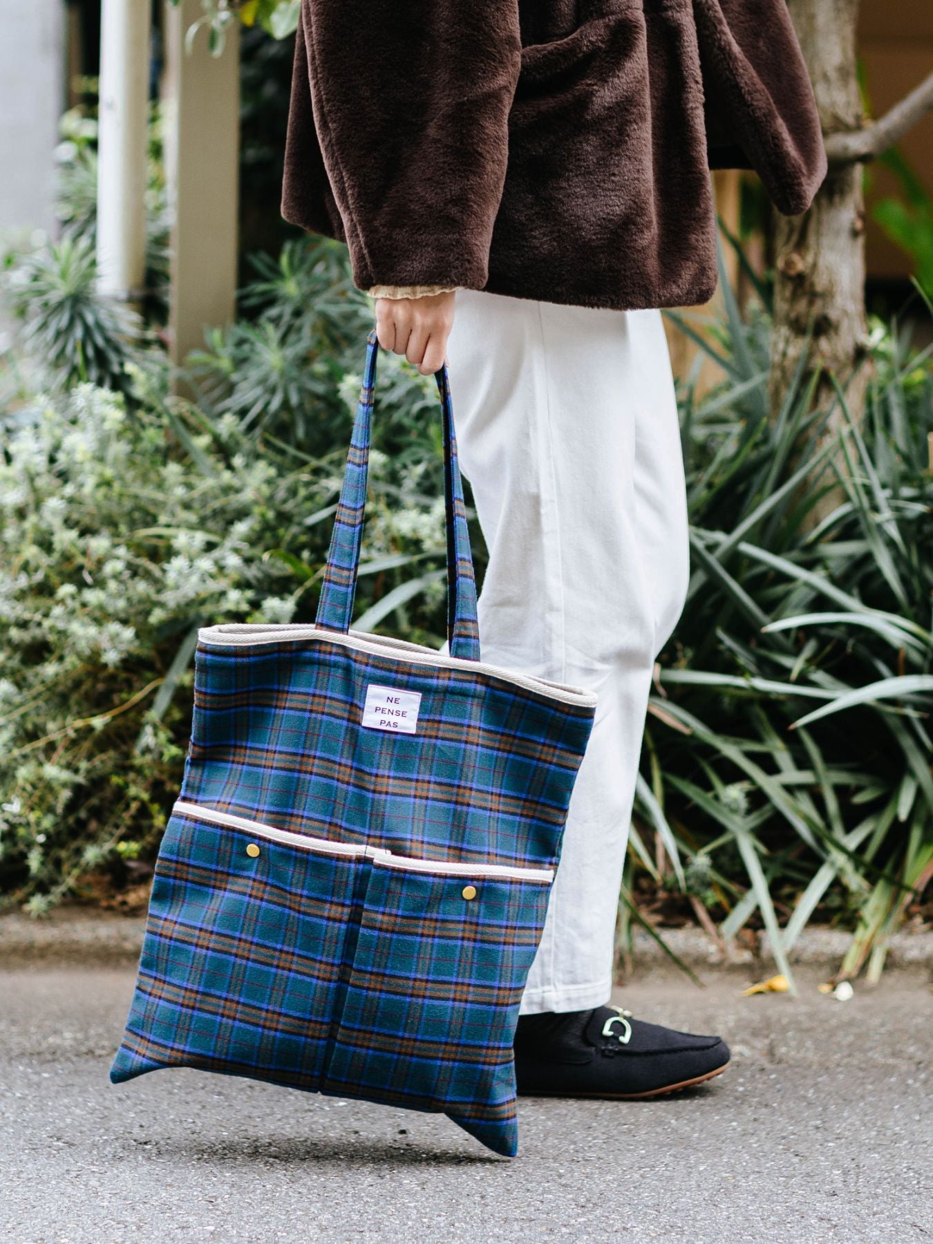 ne pense pas チェックトートバッグ（2ポケット）｜バッグ｜オルネ ド