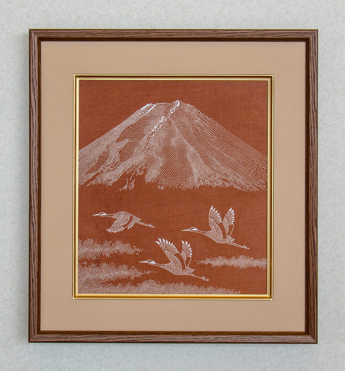 富士と三羽鶴」伊勢型紙インテリア額 | 伊勢型紙専門店おおすぎ（株式