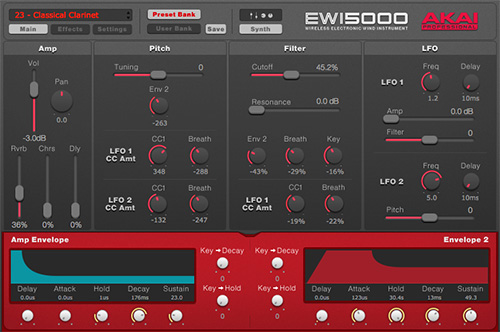 AKAI professionalのワイヤレス・ウィンド・シンセサイザーEWI5000の