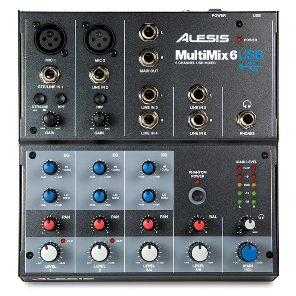 ALESIS/6チャンネルUSBミキサー/MULTIMIX 6 USB -DJ機材アナログ