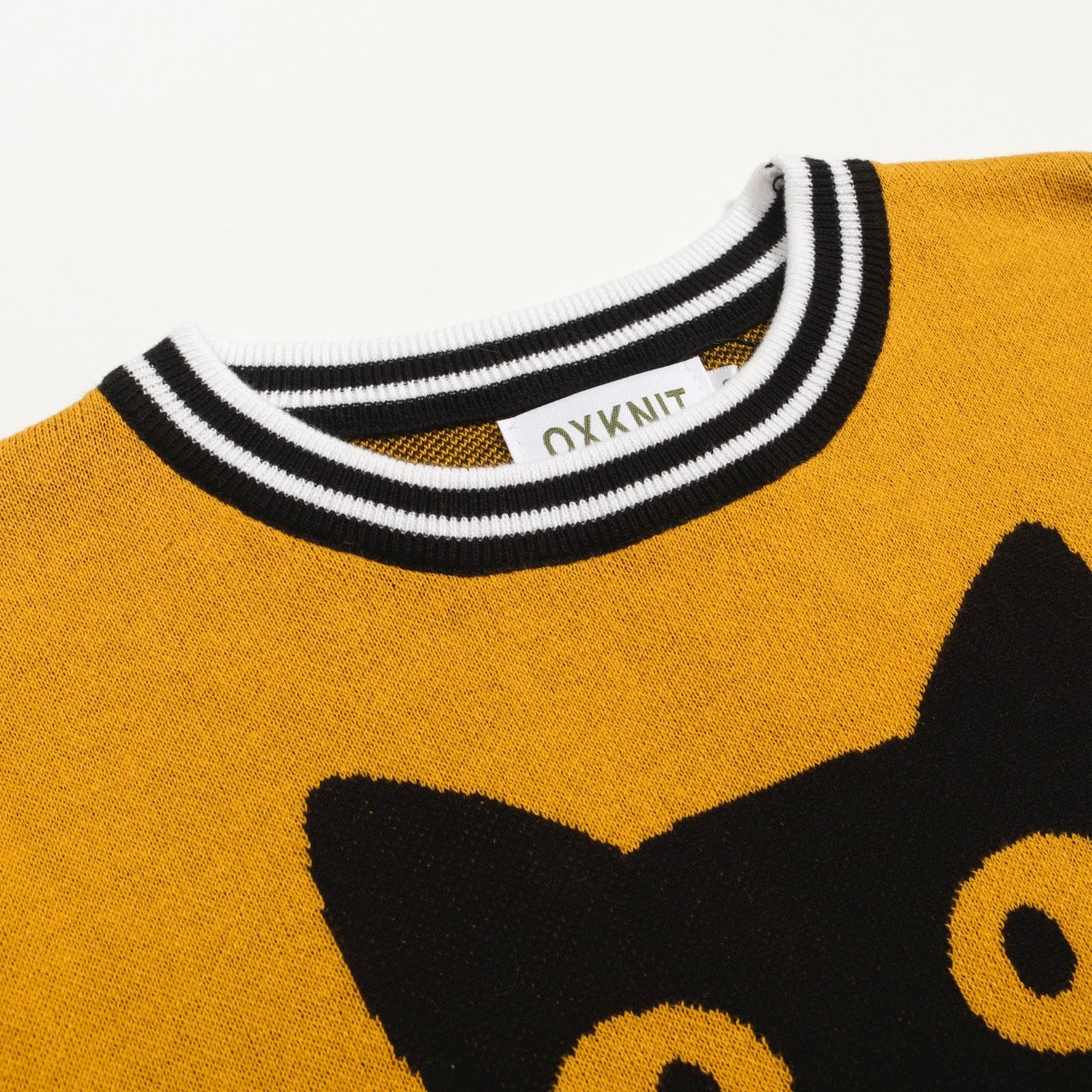 Women's yellow cat floral vintage jacquard knit T-shirt – OXKnit