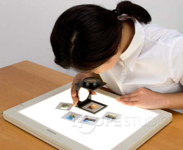 7660]リネンテスター5倍 ダブルレンズ ブラック ミリ＆インチメモリ