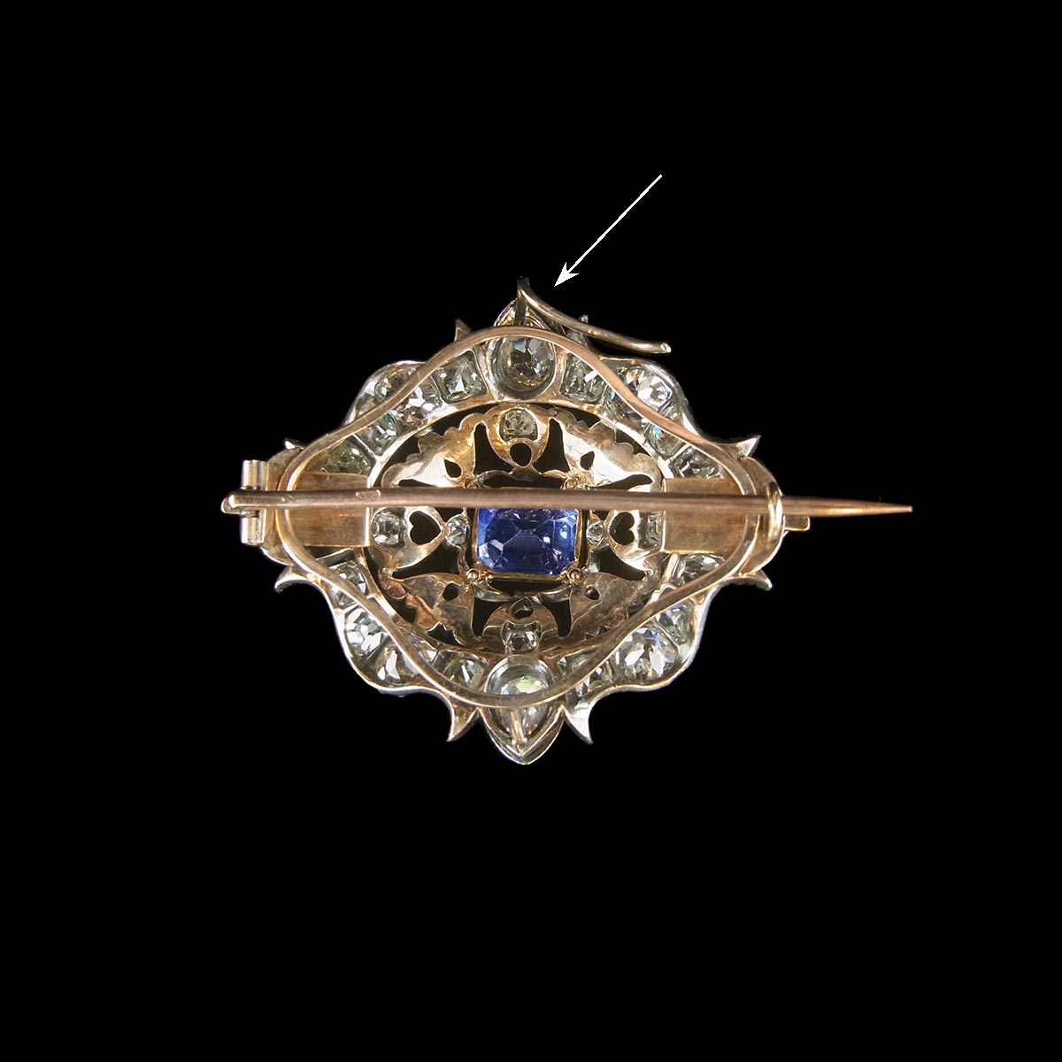サファイア・ダイヤモンド アンティークブローチ・ペンダント